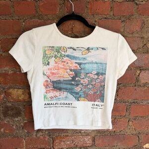 Amalfi Coast Graphic Tee in Cream